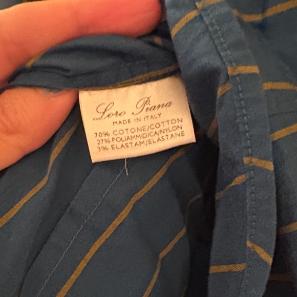 Loro Piana Teal Shirt with Gold Stripes - Picture 6 of 7